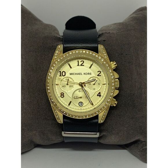 Michael Kors MK5166 Unisex Black Leather Analog Dial Quartz Wrist Watch GE332 - Picture 2 of 11